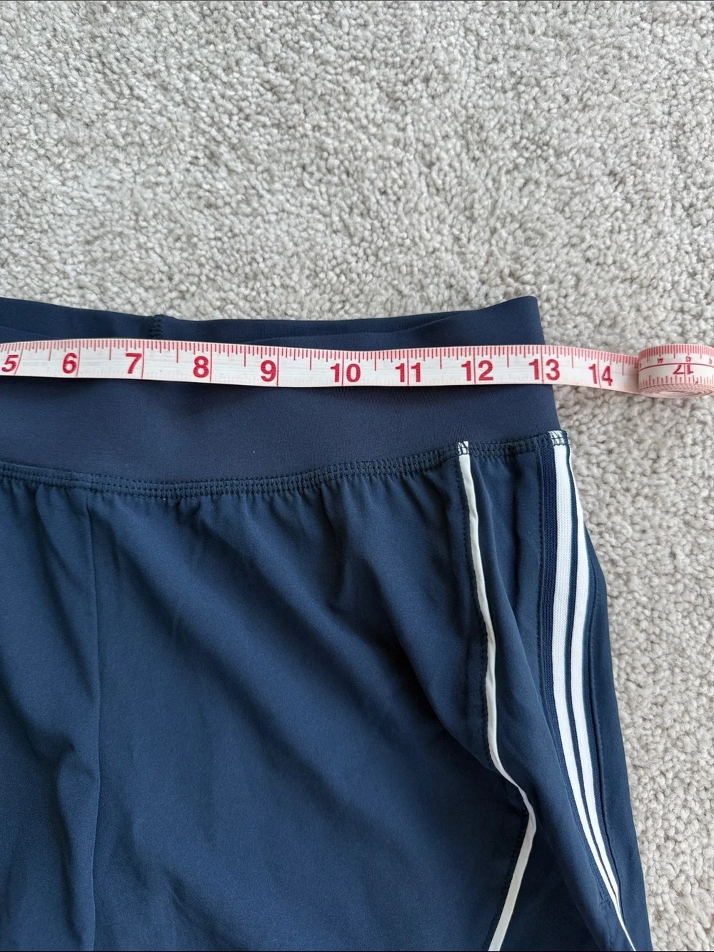 Avia Women's Active Side Stripe Shorts in navy blue with white detailing Size S
